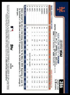 Edwin Díaz 2025 Topps #286 New York Mets - Baseball Card Single