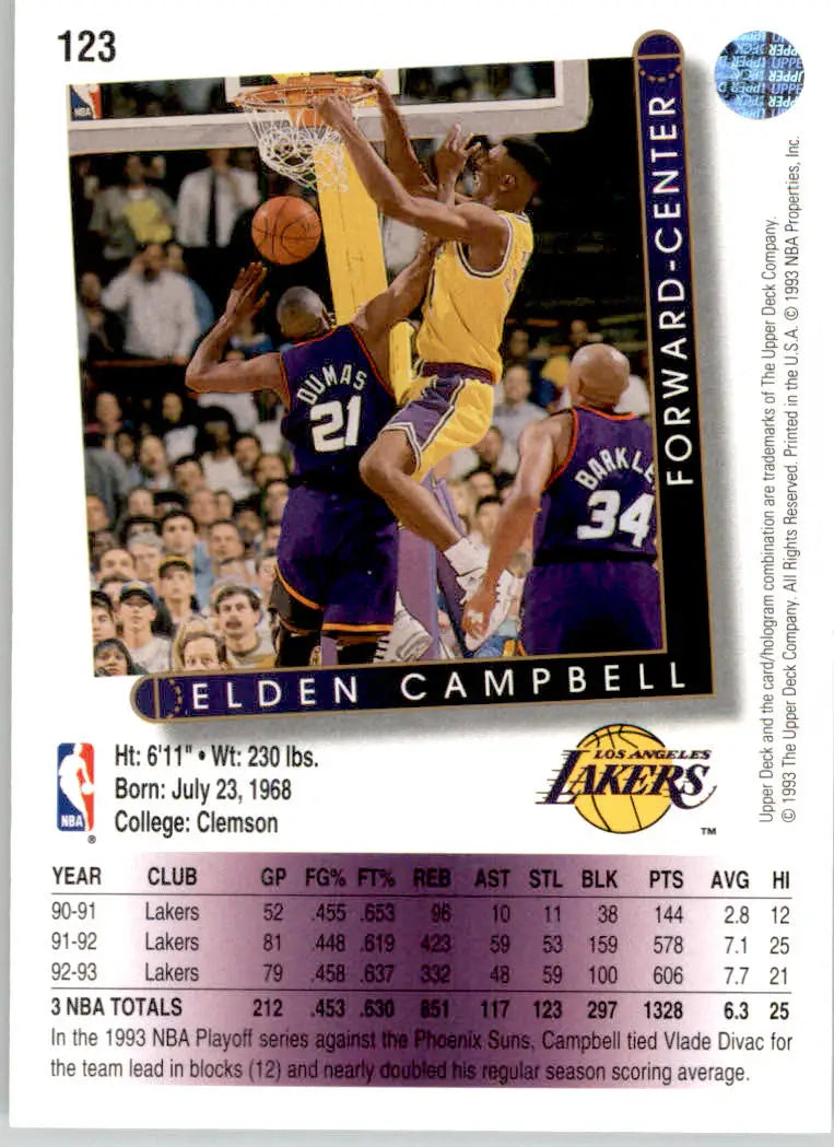 Elden Campbell - 1993-94 Upper Deck - #123 - Basketball - Basketball Card Single