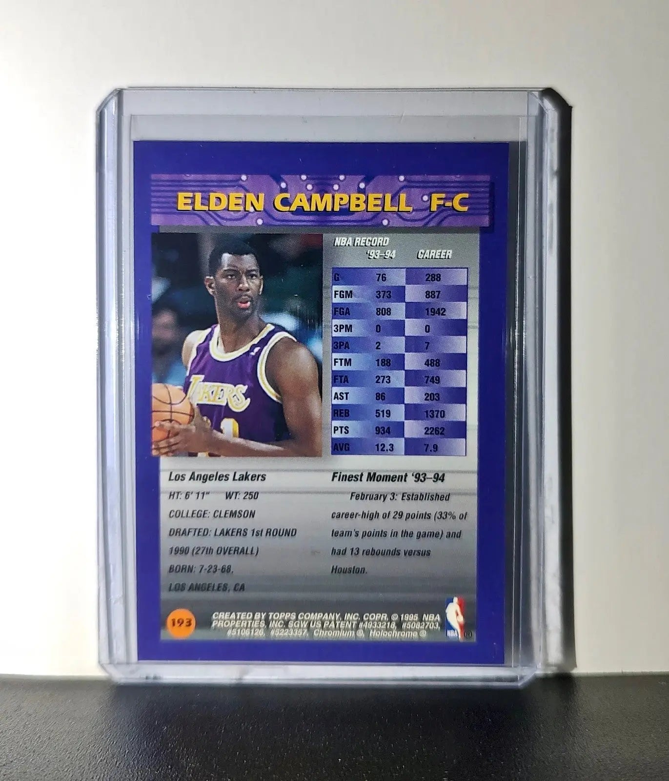 Elden Campbell 1994-95 Topps Finest #193 Basketball Card