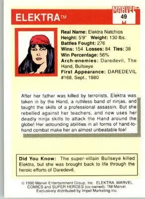 Elektra - 1990 Impel Marvel Universe - #49 - Non_sport - Marvel Card Single