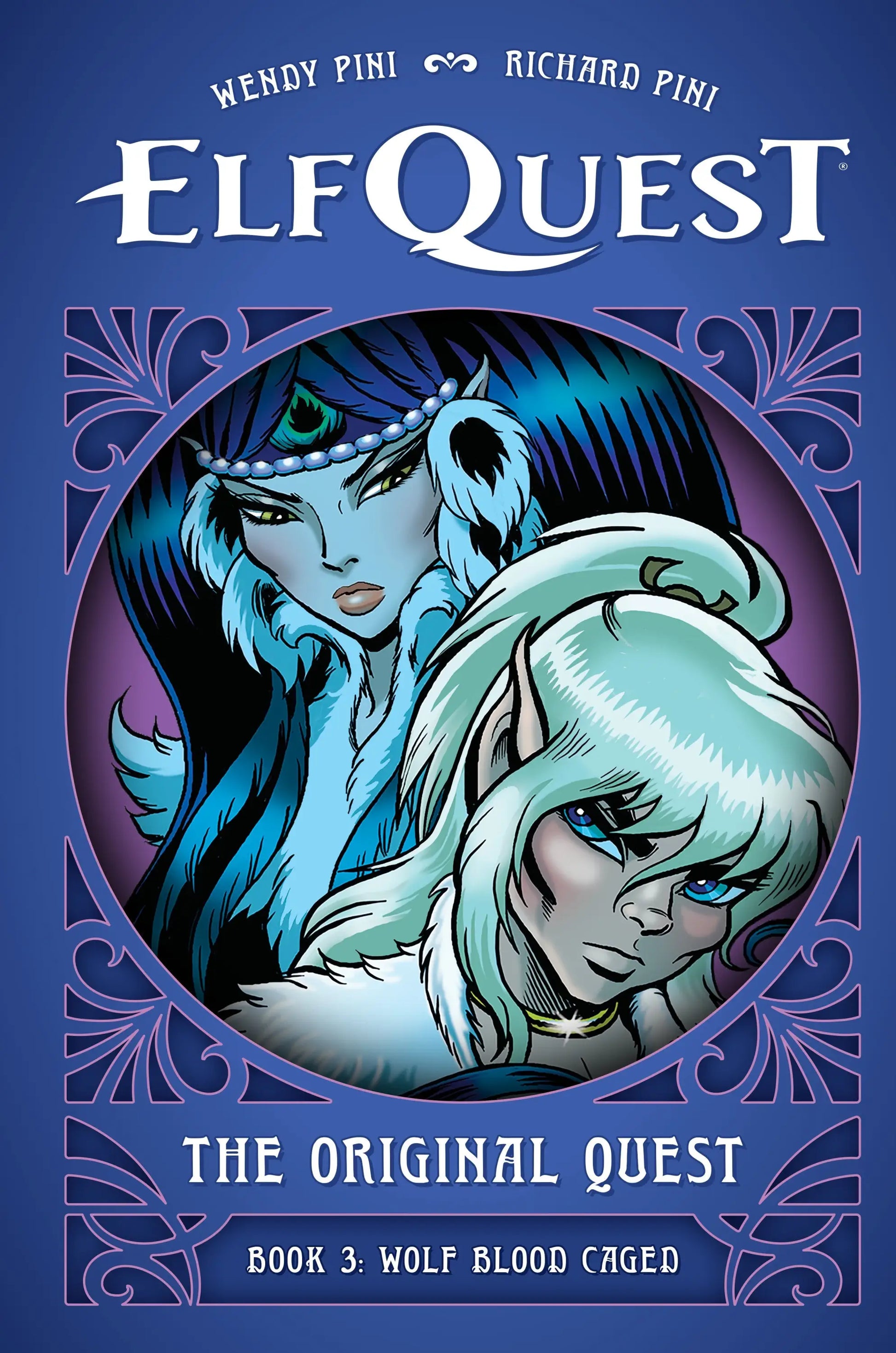 Fantasy graphic novel cover featuring two female characters from original Elfquest Blue Mountain series