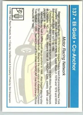 Eli Gold - 1992 Traks - #137 - Racing - Racing Card Single