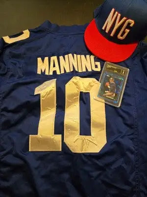 Eli Manning XXL Jersey New York Giants Blue #10 Hat Graded Card Lot - Sports Memorabilia