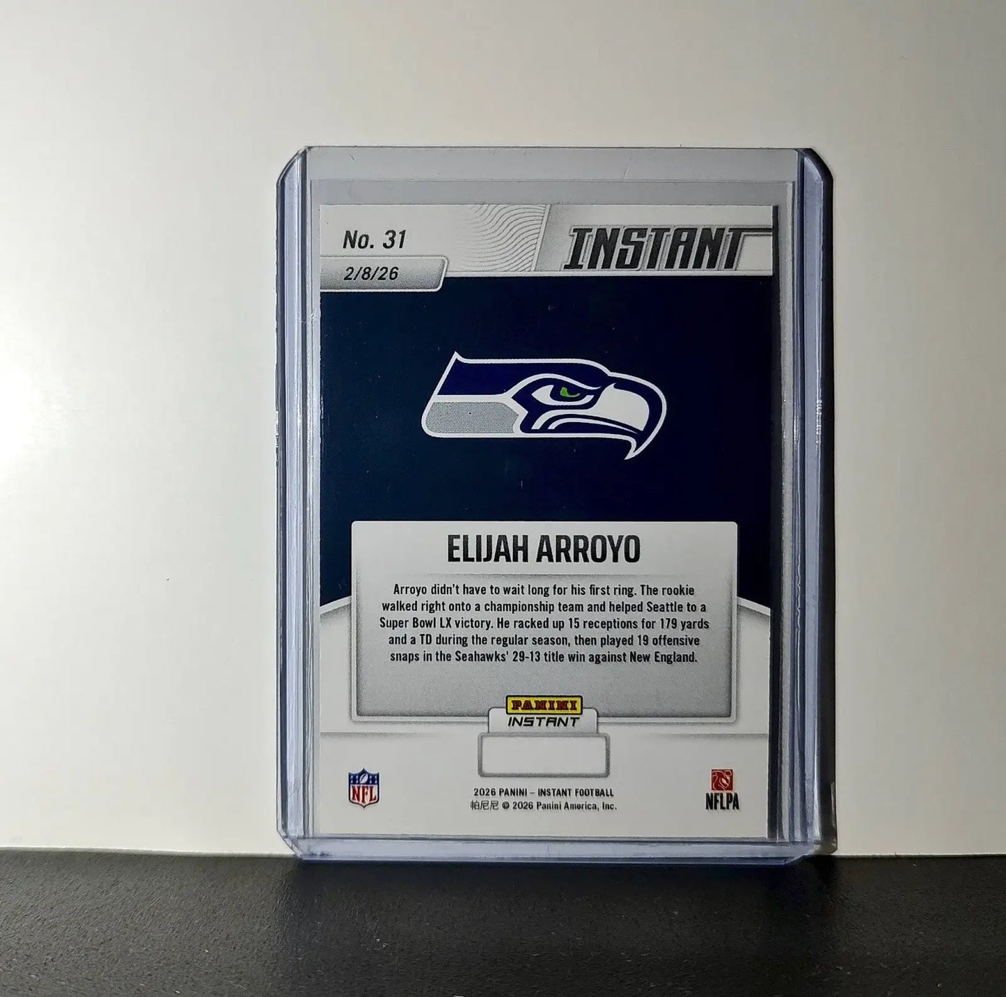 Elijah Arroyo 2026 Panini NFL Super Bowl LIX Champions #31 Card Seattle Seahawks - Football Card Single