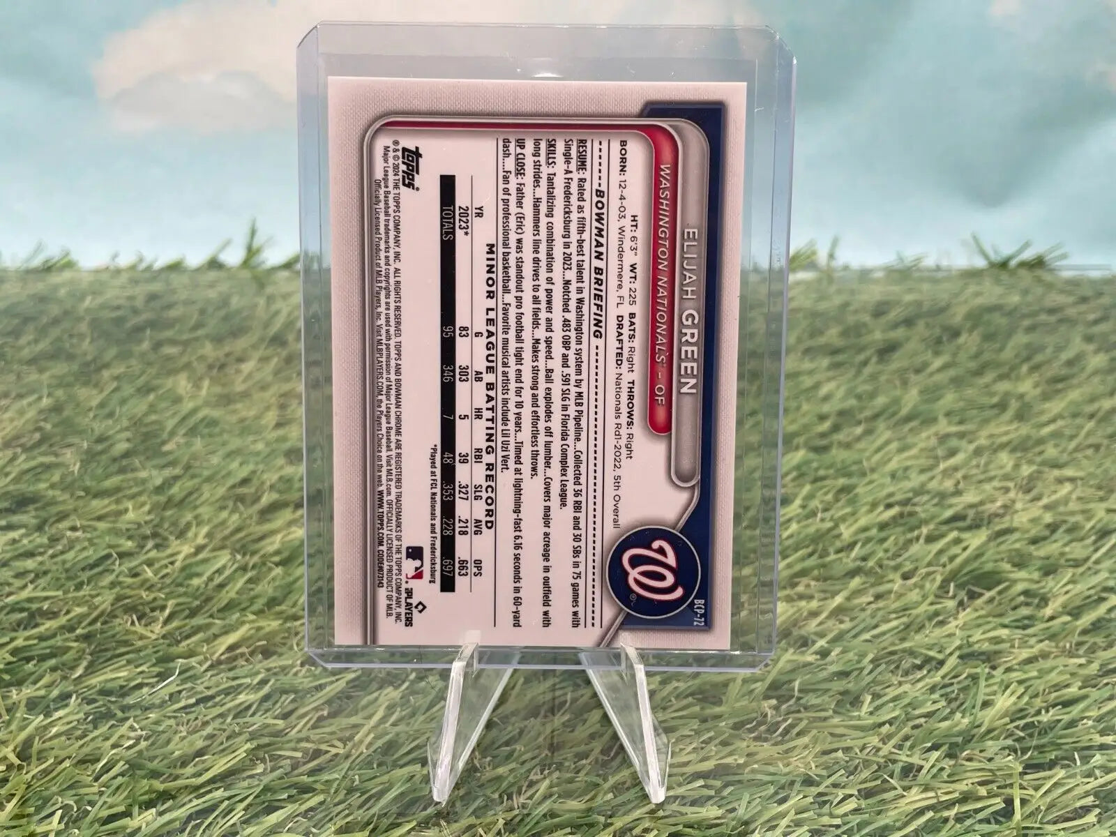 Elijah Green 2024 Bowman Chrome Prospects Lava Refractor baseball card for Washington Nationals