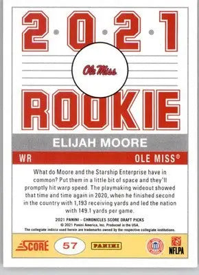 Elijah Moore - 2021 Panini Chronicles Draft Picks - #57 - Football - Football Card Single