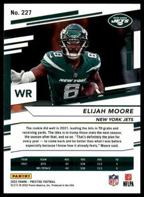 Elijah Moore 2022 Panini Prestige #227 New York Jets - Football Card Single