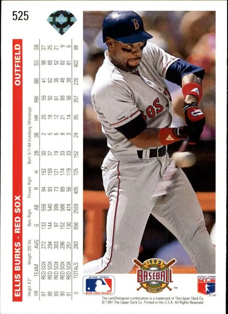 Ellis Burks 1992 Upper Deck MLB #525 Baseball Card Boston Red Sox - Baseball Card Single