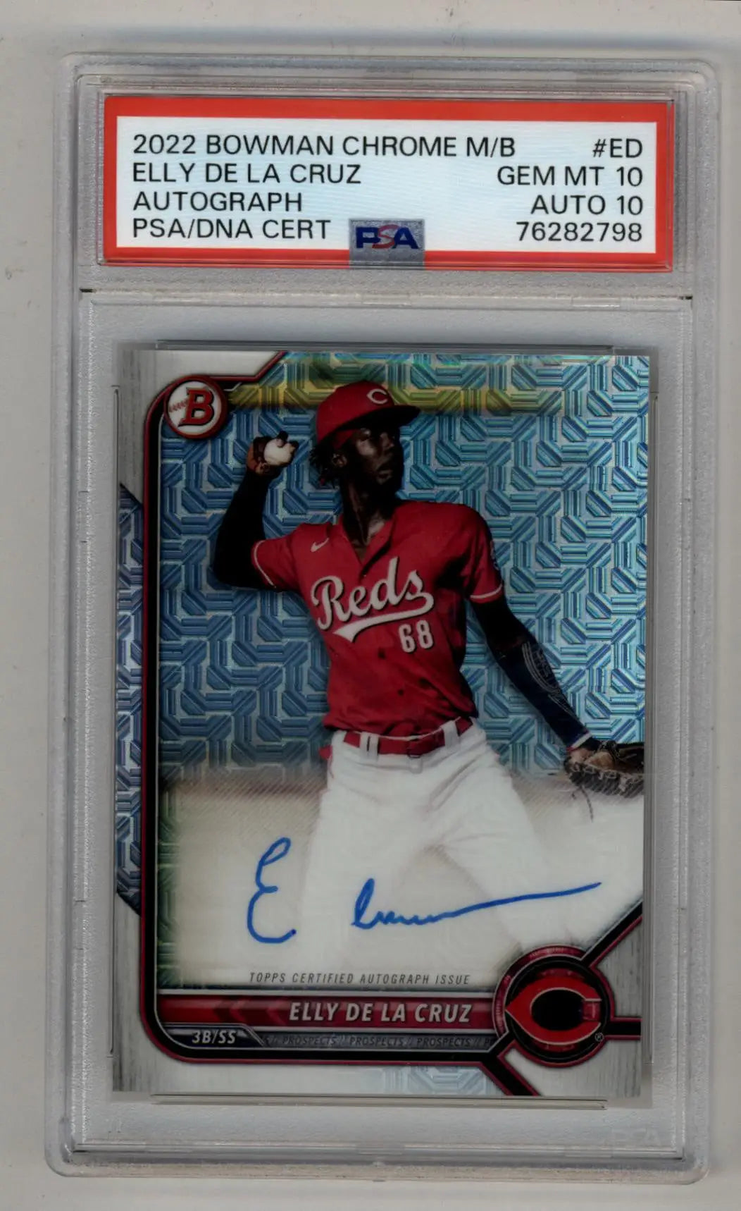 Elly De La Cruz 2022 Bowman Chrome Mega Box Auto PSA 10 Gem Mint Auto 10 2798 - Baseball Card Single