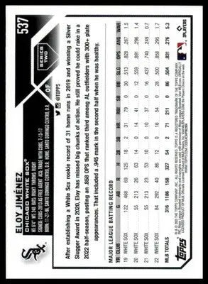 Eloy Jiménez 2023 Topps #537 Chicago White Sox - Baseball Card Single