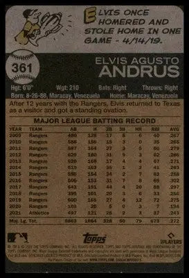 Elvis Andrus 2022 Topps Heritage #361 Oakland Athletics - Baseball Card Single