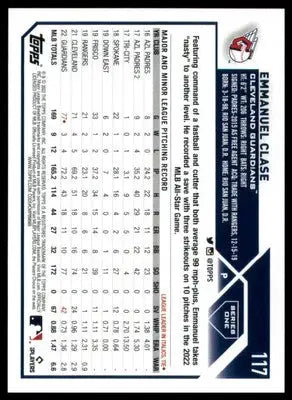 Emmanuel Clase 2023 Topps #117 Cleveland Guardians - Baseball Card Single