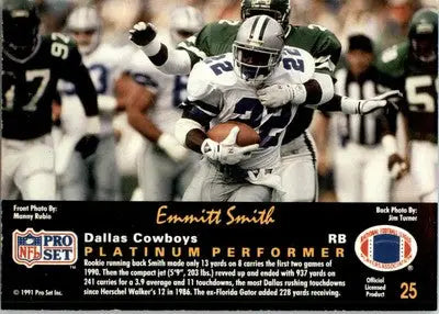 Emmitt Smith - 1991 Pro Set Platinum - #25 - Football - Football Card Single