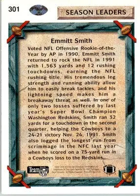 Emmitt Smith - 1992 Upper Deck - #301 - Football - Football Card Single
