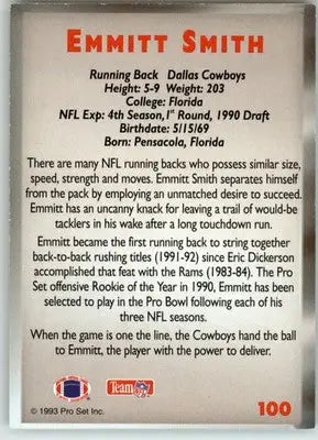 Emmitt Smith - 1993 Pro Set Power - #100 - Football - Football Card Single