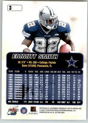 Emmitt Smith - 2001 Ultra - #3 - Football - Football Card Single
