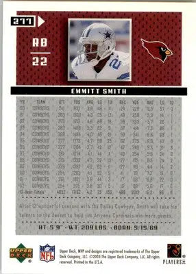 Emmitt Smith - 2003 Upper Deck MVP - #277 - Football - Football Card Single