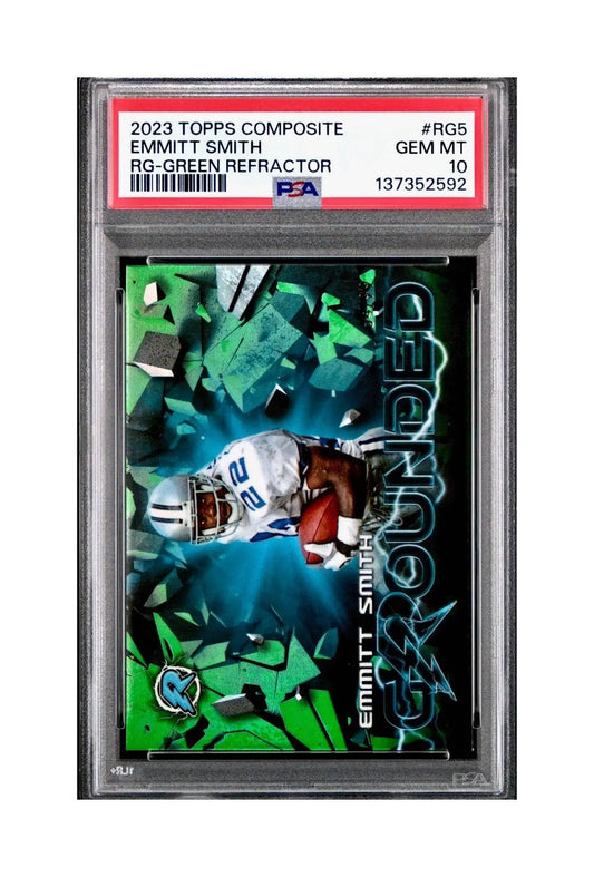 Emmitt Smith 2023 Topps Resurgence Grounded 64/99 #RG-5 Green Refractor PSA 10 - Football Card Single