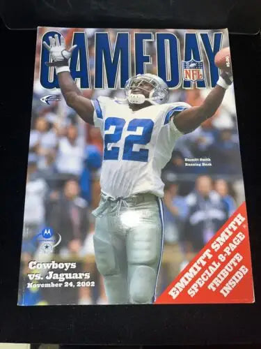 Emmitt Smith Game Day Magazine showcasing Rushing Record Tribute from November 24, 2002
