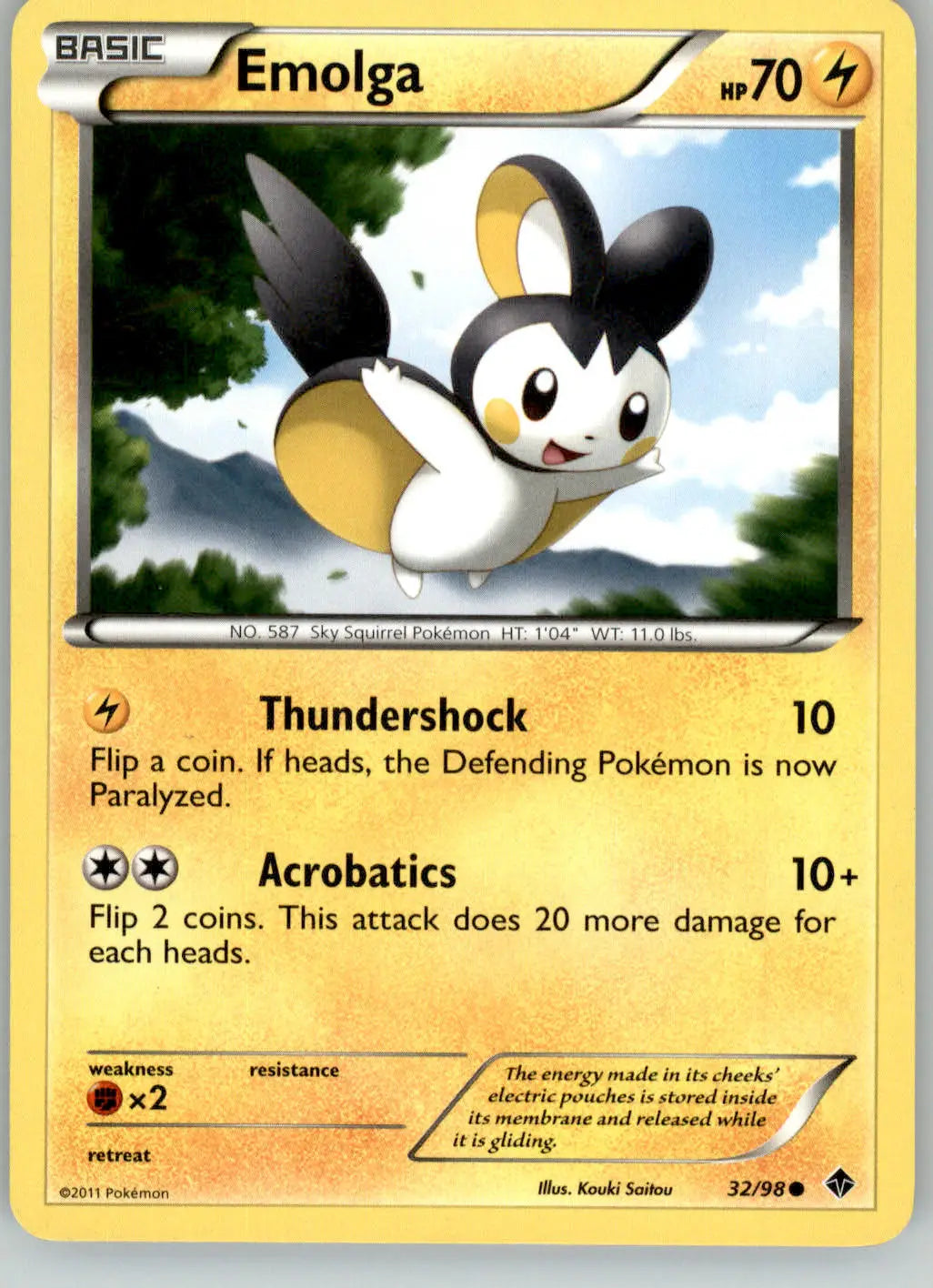 Emolga - Emerging Powers - 32/98 - LP Pokemon - Pokémon Card Single