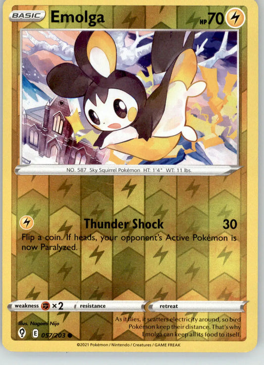 Emolga - Evolving Skies - 057/203 - Reverse Holo LP Pokemon - Pokémon Card Single