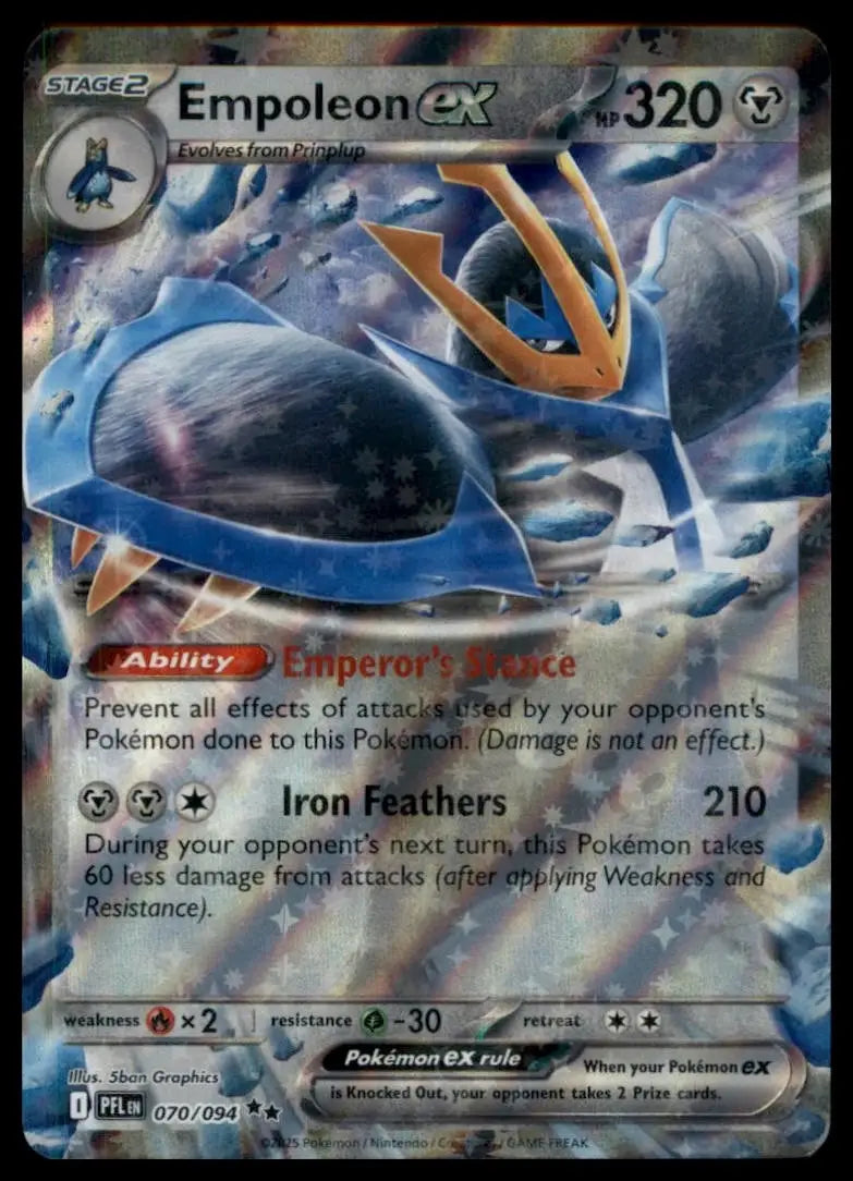 Empoleon ex 070/094 Me02: Phantasmal Flames Holo Pokemon - Pokémon Card Single