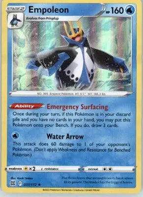 Empoleon - SWSH09: Brilliant Stars - 037/172 - Holo NM - Pokémon Card Single