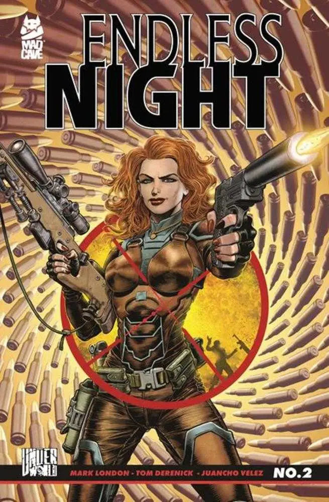 Comic book cover of Endless Night featuring red-haired detective McCormick with sniper rifle
