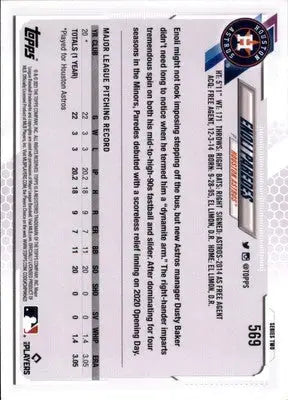 Enoli Paredes Rookie 2021 Topps #569 Houston Astros - Baseball Card Single