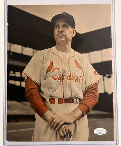 Enos Slaughter signed magazine page featuring a baseball player, JSA certified