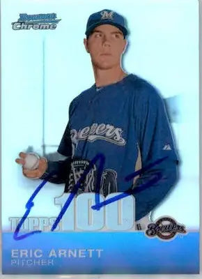 Eric Arnett - 2010 Bowman Chrome - #TPC67 - SN /499 AUTO Topps 100 Refractors - Baseball Card Single