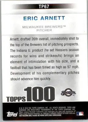 Eric Arnett - 2010 Bowman - #TP67 - AUTO Topps 100 Prospects Baseball - Baseball Card Single