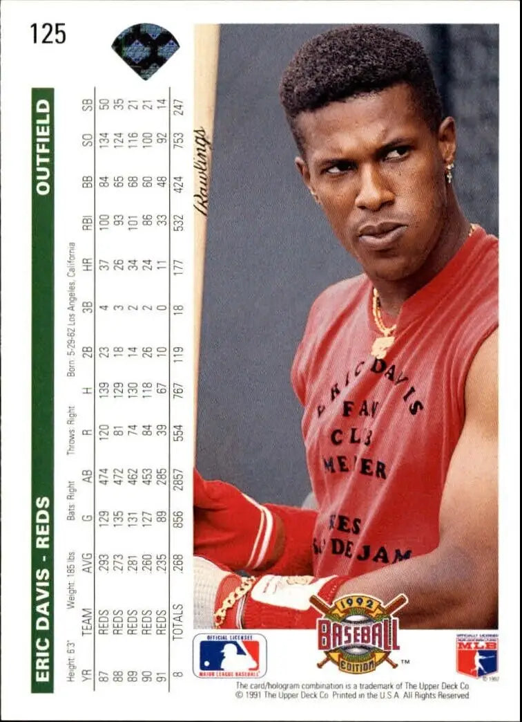 Eric Davis 1992 Upper Deck MLB #125 Baseball Card Cincinnati Reds