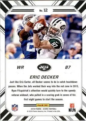 Eric Decker - 2016 Score - #12 - Chain Reaction Gold Football - Football Card Single