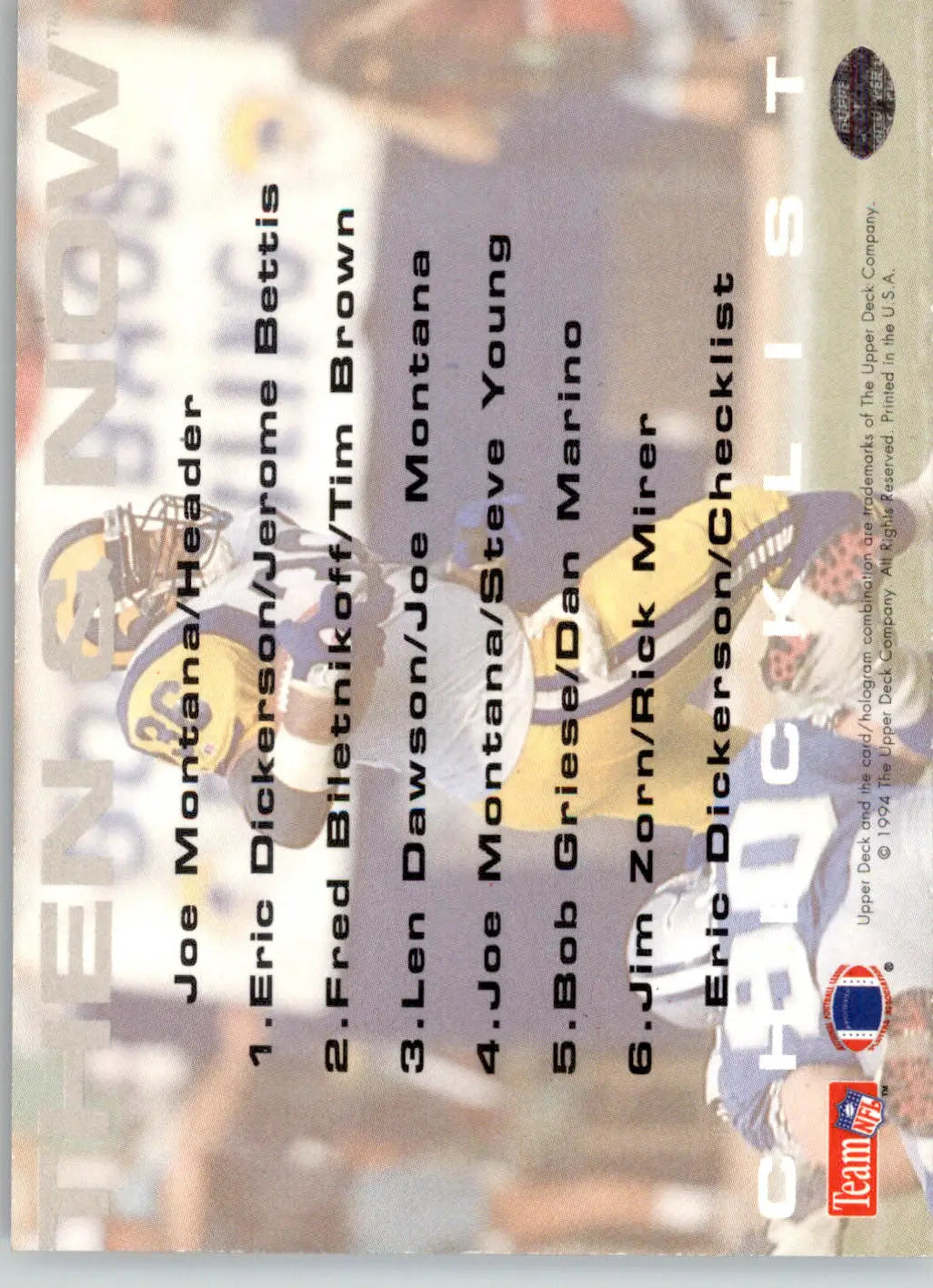 Eric Dickerson - 1994 Collector’s Choice - #NNO - Then and Now Football - Football Card Single