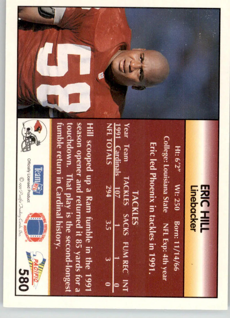 Eric Hill - 1992 Pacific - #580 - Football - Football Card Single