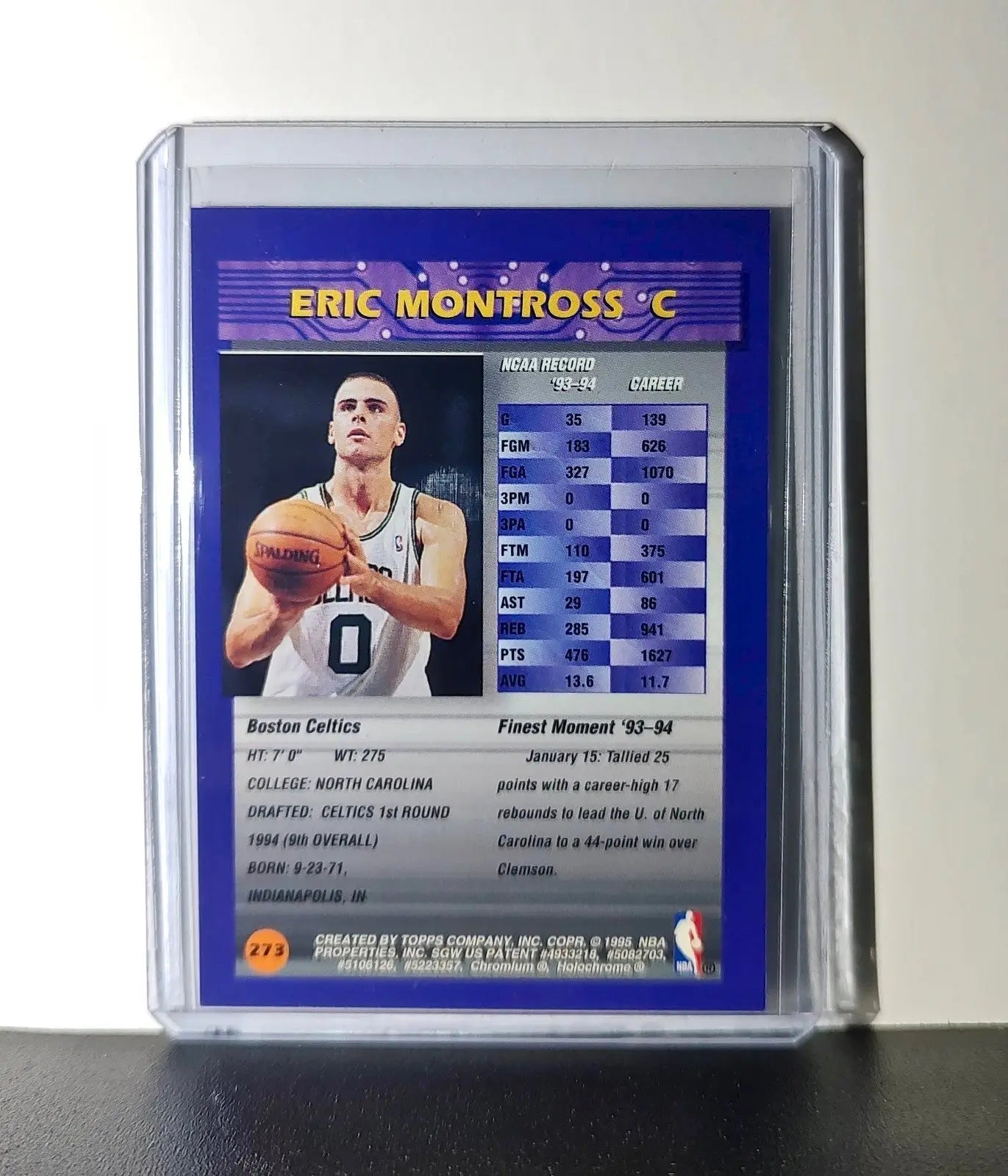 Eric Montross Rookie 1994-95 Topps Finest #273 Card - Basketball Card Single
