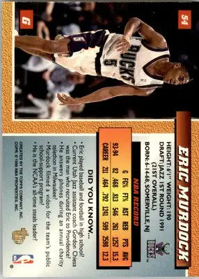 Eric Murdock - 1994-95 Topps Embossed - #54 - Basketball - Basketball Card Single