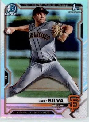 Eric Silva - 2021 Bowman Draft - #BDC-162 - Chrome Refractor Baseball - Baseball Card Single