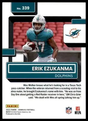 Erik Ezukanma Rookie 2022 Donruss #339 Miami Dolphins - Football Card Single