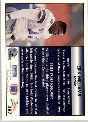 Erik Williams - 1992 Pacific - #387 - Football - Football Card Single