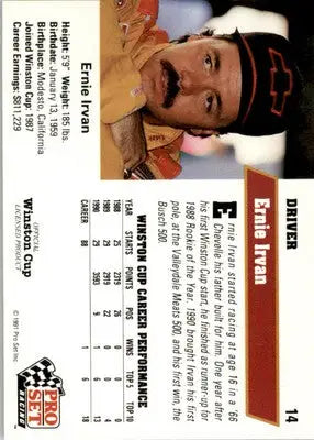Ernie Irvan - 1991 Pro Set - #14 - Racing - Racing Card Single