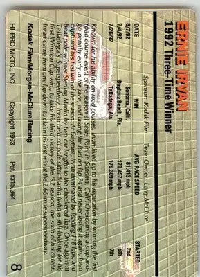Ernie Irvan - 1993 Action Packed - #8 - Racing - Racing Card Single
