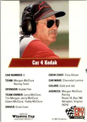 Ernie Irvan’s Car - 1991 Pro Set - #9 - Racing - Racing Card Single