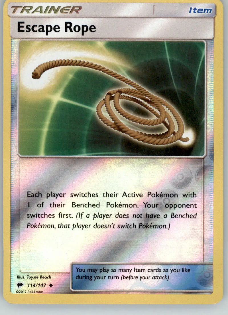 Escape Rope - Burning Shadows - 114/147 - Reverse Holo LP Pokemon - Pokémon Card Single