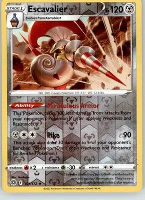 Escavalier - Brilliant Stars - 101/172 - Reverse Holo LP Pokemon - Pokémon Card Single