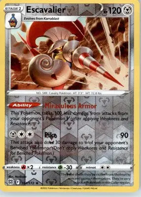 Escavalier - SWSH09: Brilliant Stars - Reverse Holo LP - #101/172 - Pokémon Card Single