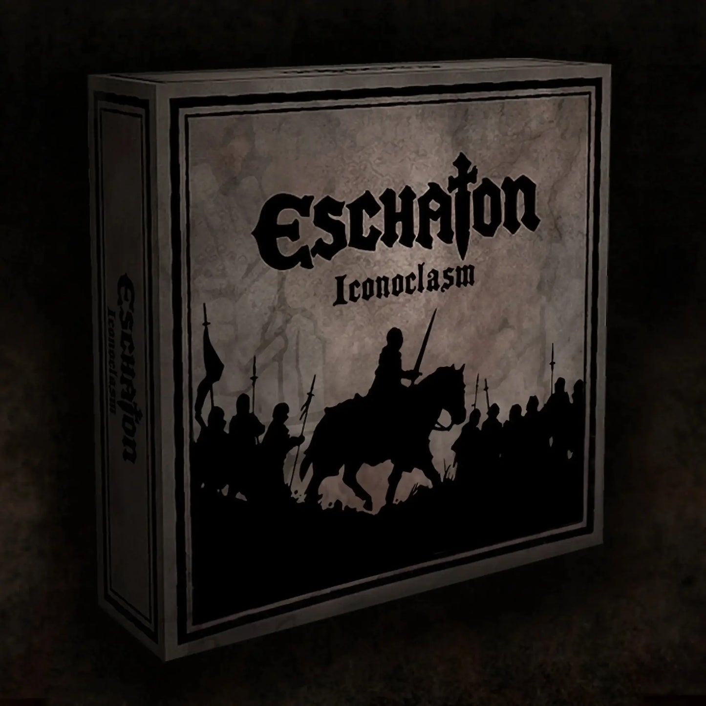 Boxed Eschaton Iconoclasm game with medieval artwork, perfect for cooperative expansion