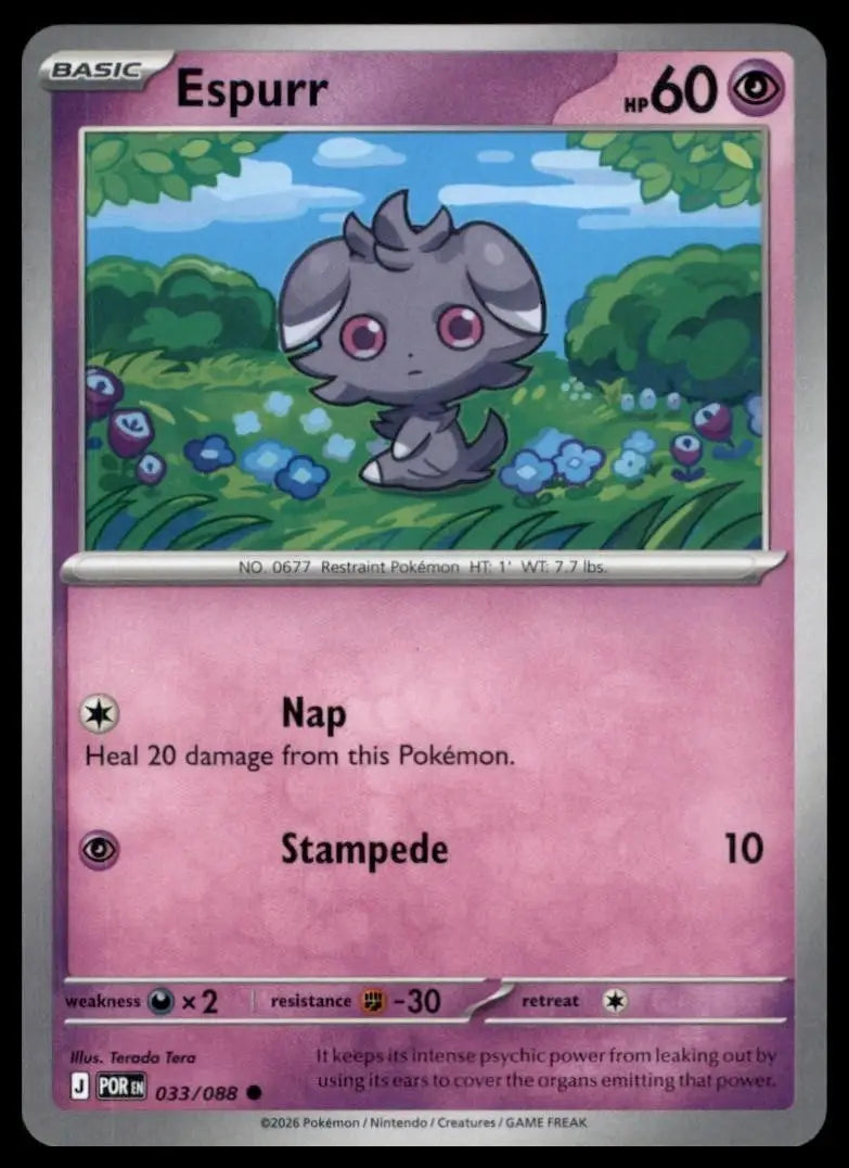 Espurr 033/088 Me03: Perfect Order Regular - Pokémon Card Single