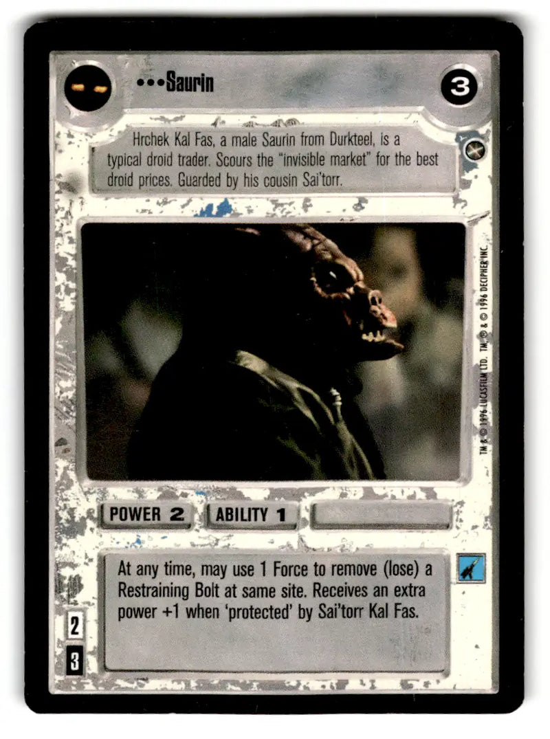 Star Wars trading card from estate find lot, perfect for Star Wars CCG decipher fans